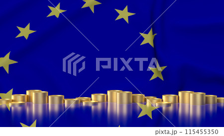 The coins on euro flag background for Business concept 3d rendering The coins on euro flag background for Business concept 3d rendering 115455350