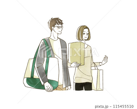 買い物をしている男女 115455510