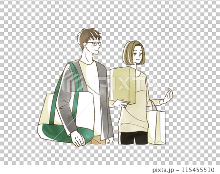 買い物をしている男女 115455510
