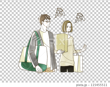 Men and women shopping with troubled expressions 115455511