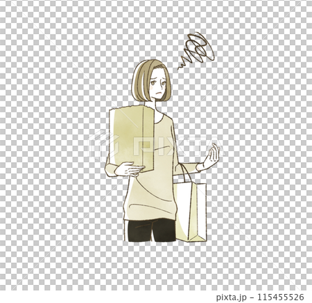 A woman shopping with a troubled expression 115455526