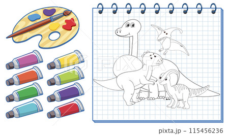 Dinosaur Coloring Book Illustration 115456236