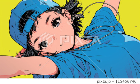ブレークダンスを練習中の若い女性