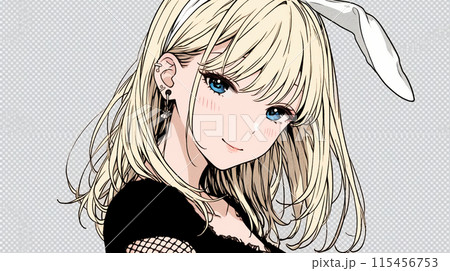 バニーガール：うさ耳コスプレで月見中