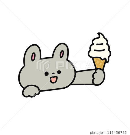 ソフトクリームを持ったかわいいウサギ 115456785