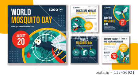 Mosquito Day Social Media Post Flat Cartoon Hand Drawn Templates Background Illustration 115456921