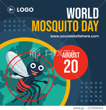 Mosquito Day Social Media Illustration Flat Cartoon Hand Drawn Templates Background Mosquito Day Social Media Illustration Flat Cartoon Hand Drawn Templates Background 115456931