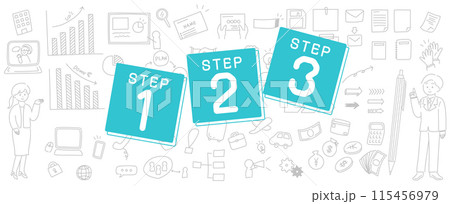 落書き風の背景と123の文字の入ったアイキャッチ 115456979