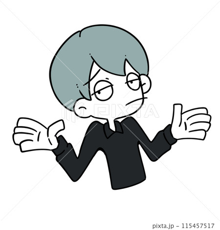 両手をあげて呆れた顔をしている男性 両手をあげて呆れた顔をしている男性 115457517