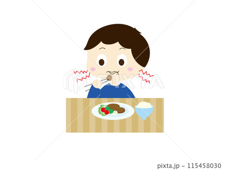 食事マナー音を立てて食べる 115458030