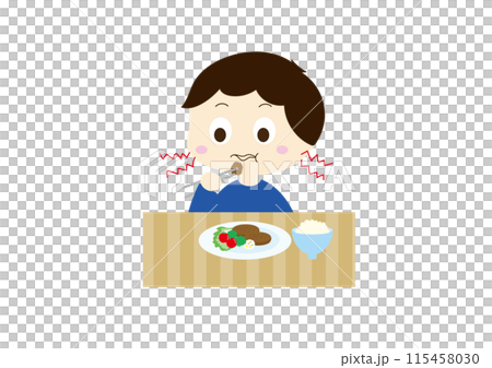 食事マナー音を立てて食べる 115458030