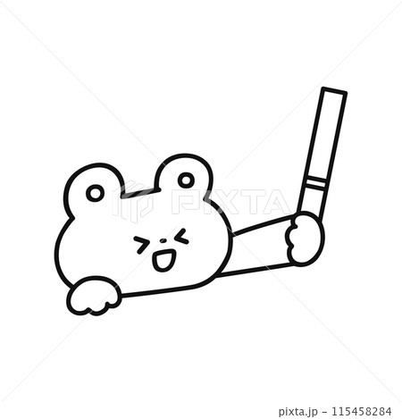 ペンライトを持ったかわいいクマ・線画 115458284