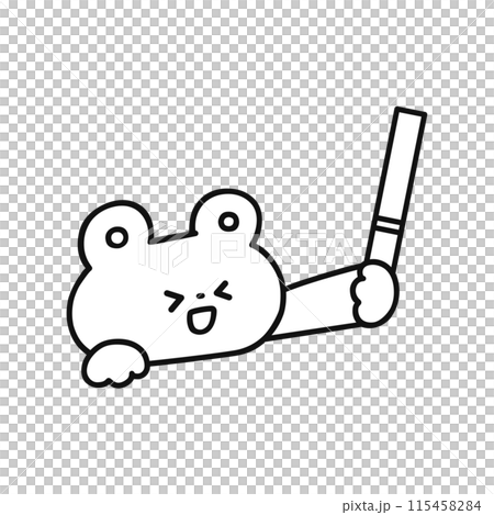 ペンライトを持ったかわいいクマ・線画 115458284