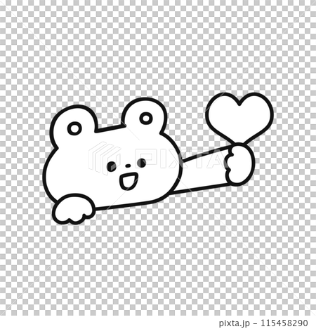 ハートを持ったかわいいクマ・線画 115458290