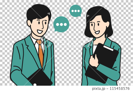 Male and female business people having a conversation Male and female business people having a conversation 115458576