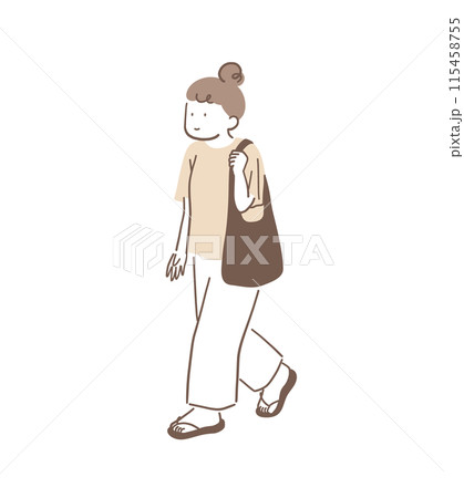 歩くときに顔が前に出ている女性のイラスト素材 歩くときに顔が前に出ている女性のイラスト素材 115458755