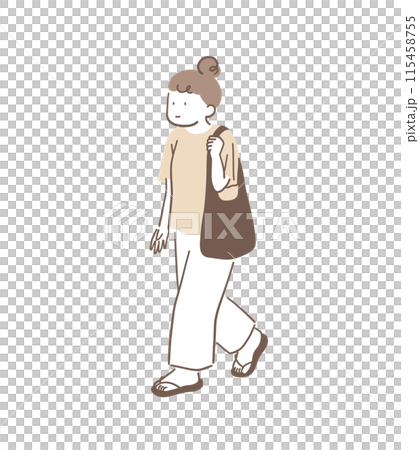 走路時臉朝前的女人插畫素材 115458755