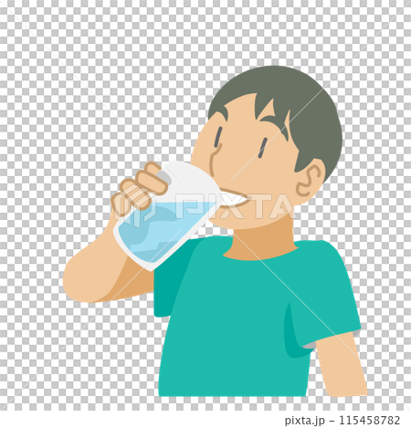 水分補給する少年のイラスト 水分補給する少年のイラスト 115458782