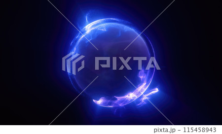 Abstract purple bright glowing background with a sphere core atom energy burning ball circle made of waves of energy rays and plasma with light Abstract purple bright glowing background with a sphere core atom energy burning ball circle made of waves of energy rays and plasma with light 115458943