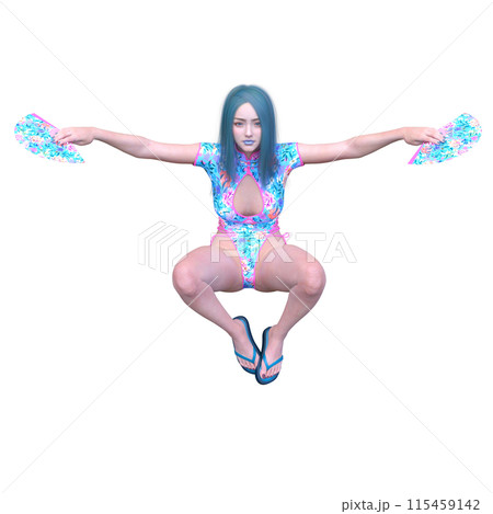 扇を持って舞う女性 115459142