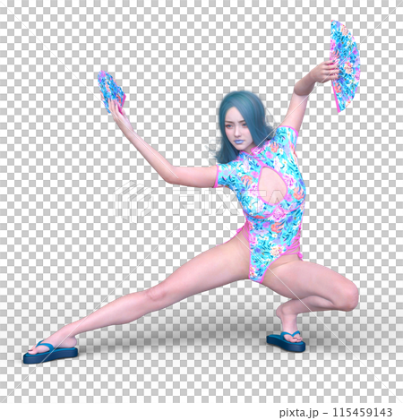 扇を持って舞う女性 115459143