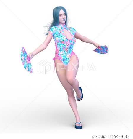 扇を持って舞う女性 扇を持って舞う女性 115459145