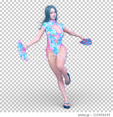 拿著扇子跳舞的女人 拿著扇子跳舞的女人 115459145