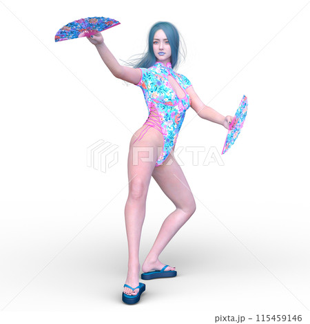 扇を持って舞う女性 115459146