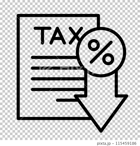 An icon representing a decrease in tax rate. 115459186
