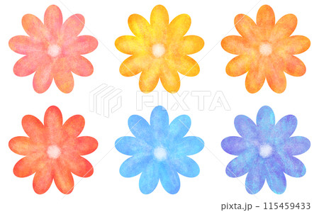 カラフルな花のイラスト 花びら9枚のイラスト素材 [115459433] - PIXTA