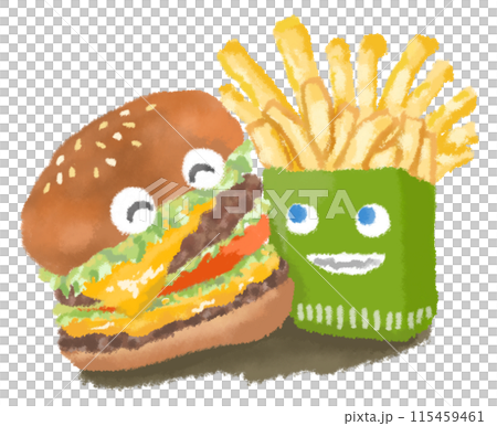 Friend hamburger and fries 115459461