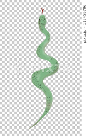 緑色の蛇の水彩画 115459796
