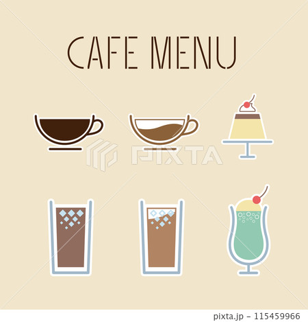カフェメニューのアイコンセット 115459966