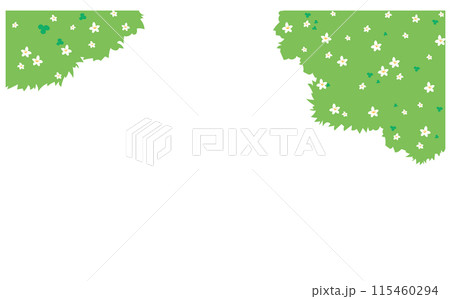 白い花の咲いた草の背景イラストフレーム素材 115460294