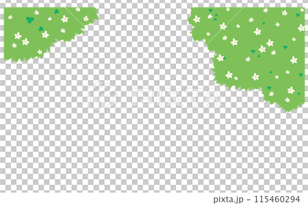 白い花の咲いた草の背景イラストフレーム素材 115460294