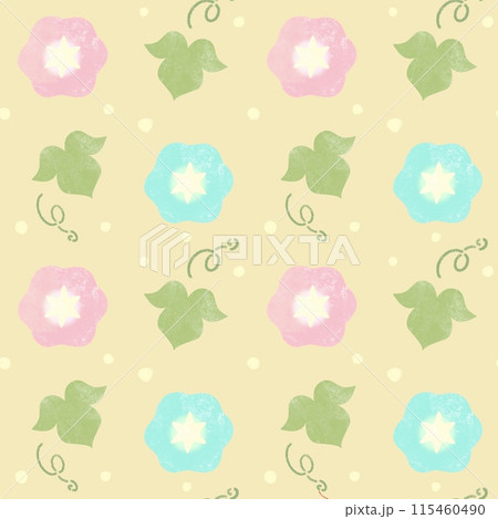 朝顔 シームレス パターン 背景 ベージュ 115460490
