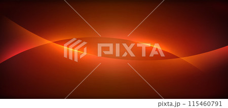 Neon glowing circle rays, light round lines in the dark, planet style neon wave lines. Energetic electric concept design for wallpaper, banner, background 115460791
