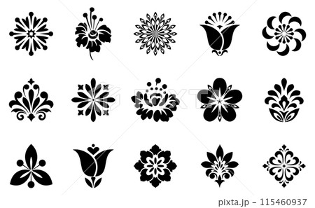 Flowers icon set. Flowers isolated on transparent background. Flowers in modern simple. Cute round flower plant nature collection. Vector illustrator Flowers icon set. Flowers isolated on transparent background. Flowers in modern simple. Cute round flower plant nature collection. Vector illustrator 115460937