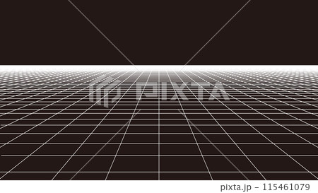奥行きのある床のワイヤーフレーム　仮想空間背景　ベクター素材 115461079