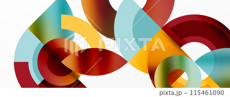 Round elements and circles geometric minimal composition background. Vector Illustration For Wallpaper, Banner, Background, Card, Book Illustration, landing page 115461090