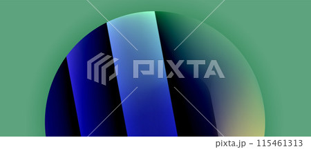 Glossy metal glowing circles geometric background. Minimal abstract composition. Vector illustration For Wallpaper, Banner, Background, Card, Book Illustration, landing page 115461313