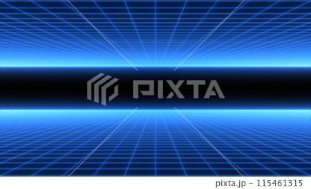 未来的な青いグリッドのワイヤーフレーム　仮想空間背景 115461315