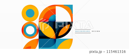 Circles and petals. Geometric beautiful abstract minimal template for Wallpaper, Banner, Background, Card, Book Illustration, landing page 115461316