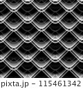 Modern abstract seamless geometric pattern with semicircles and circles. Black and white colors shapes, brush, background 115461342