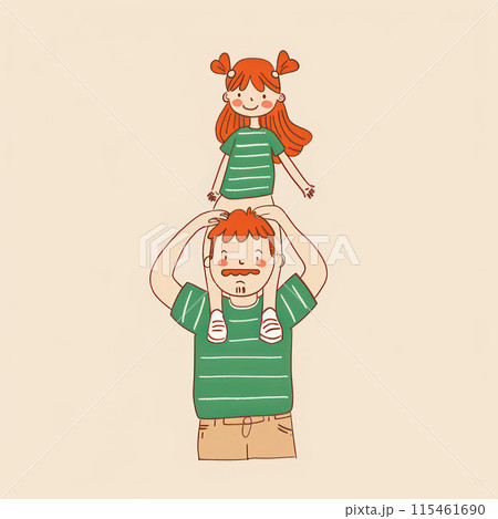 Illustration of a happy father and daughter celebrating flat design background 115461690