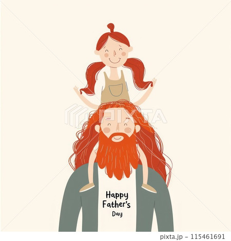 Illustration of a happy father and daughter celebrating flat design background 115461691