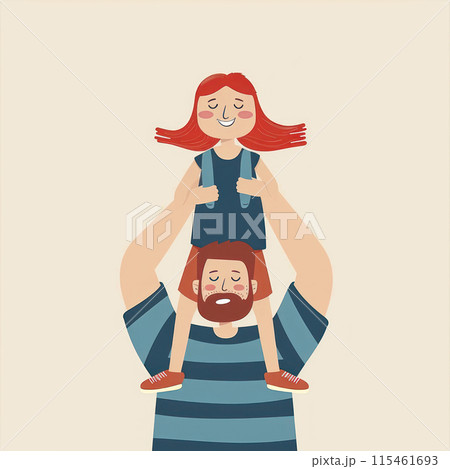 Illustration of a happy father and daughter celebrating flat design background 115461693