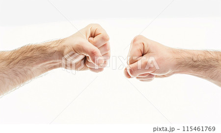 close up shot of a fist bump on a blank background  close up shot of a fist bump on a blank background  115461769
