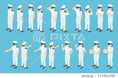 アイソメトリックイラスト:船員白制服1のイラスト素材 [115462090] - PIXTA