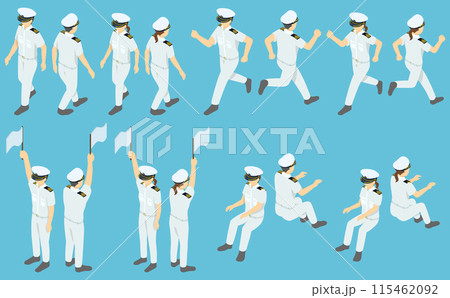 アイソメトリックイラスト:船員白制服2 115462092